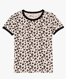 GEMO Tee-shirt fille imprimé contenant du coton bio Orange