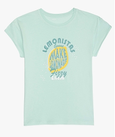 tee-shirt fille a manches courtes avec motif sur la poitrine bleu tee-shirtsA734501_1