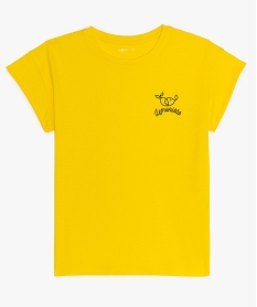 GEMO Tee-shirt fille à manches courtes avec motif sur la poitrine Jaune