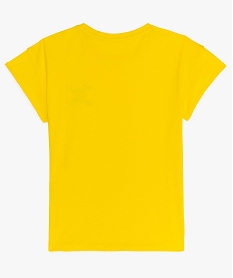 tee-shirt fille a manches courtes avec motif sur la poitrine jauneA734601_2