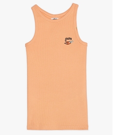 GEMO Débardeur fille en maille côtelée avec broderie poitrine orange vif