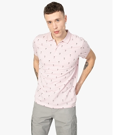 GEMO Polo homme à manches courtes et motif palmier Rose