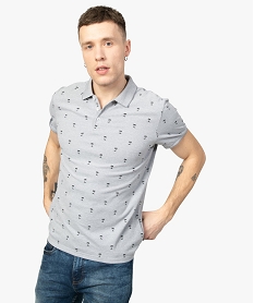 GEMO Polo homme à manches courtes et motif palmier Gris