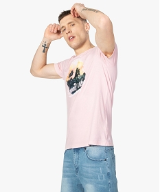 GEMO Tee-shirt homme à motif patiné Rose