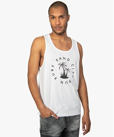 GEMO Débardeur homme loose imprimé Blanc