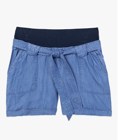short de grossesse en lyocell avec bandeau en jersey bleu shortsA740101_4