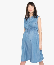 GEMO Robe de grossesse courte en denim Lyocell bleu standard