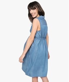 robe de grossesse courte en denim lyocell bleuA740201_3
