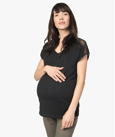 tee-shirt de grossesse avec dentelle et finition doree noirA740301_1