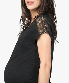 tee-shirt de grossesse avec dentelle et finition doree noirA740301_2