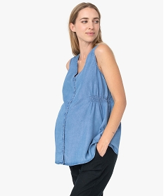 GEMO Tunique de grossesse sans manches en Lyocell Bleu