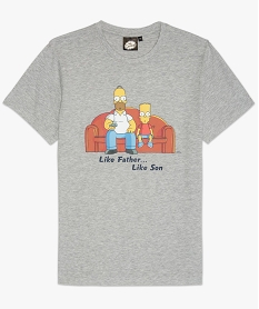 GEMO Tee-shirt homme chiné et imprimé - Les Simpsons Gris