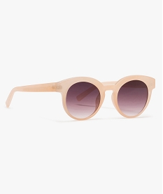 GEMO Lunettes de soleil femme avec monture ronde en plastique Rose