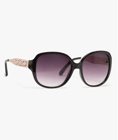 GEMO Lunettes de soleil femme avec branches métalliques Noir