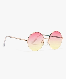 lunettes de soleil femme avec monture ronde en metal roseA744101_1