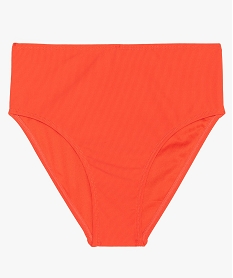 GEMO Bas de maillot de bain fille taille haute à fines côtes Rouge