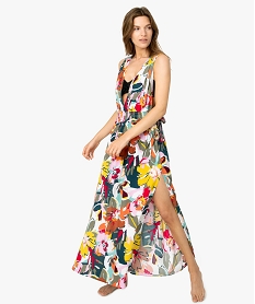 robe femme longue special plage avec decollete en v imprime vetements de plageA745501_2