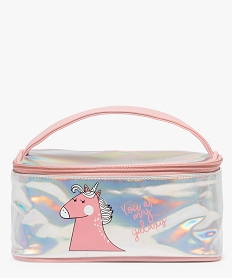 trousse femme a reflets multicolores avec motif licorne gris porte-monnaie et portefeuillesA760501_1