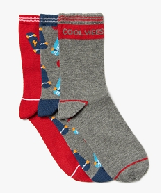 chaussettes garcon a motif skate-board (lot de 3) rouge chaussettesA761401_1