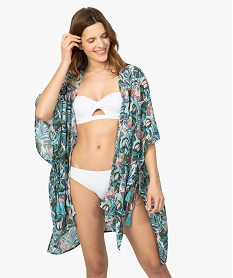 GEMO Chemise de plage femme à motif tropical Imprimé