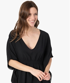 robe de plage femme avec dos en dentelle noir vetements de plageA762601_2