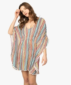 GEMO Robe de plage femme avec large décolleté Imprimé