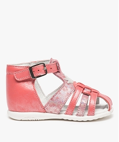 chaussures premiers pas bebe fille en cuir rougeA763301_1