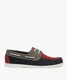 chaussures bateau homme en cuir tricolore rougeA764201_1