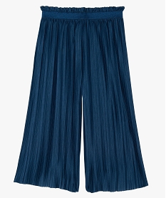 GEMO Pantalon fille ample et plissé à taille élastiquée Bleu