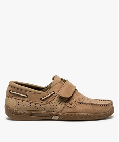 GEMO Chaussures bateau homme à scratch dessus perforé Beige