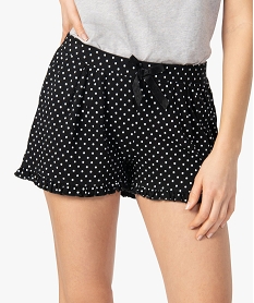 short de pyjama femme avec finitions volantees a pois imprime bas de pyjamaA770201_1