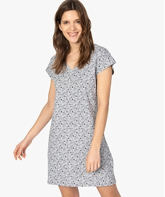 GEMO Chemise de nuit femme coupe loose - Peanuts chiné à imprimé all over Gris