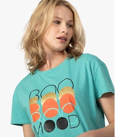 tee-shirt femme coupe large avec imprime bleuA774701_2