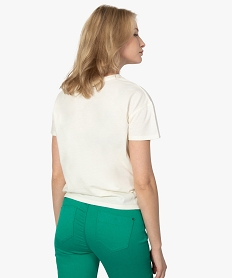tee-shirt femme coupe large avec imprime beigeA774801_3