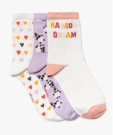 GEMO Chaussettes fille avec motifs colorés (lot de 3) Violet