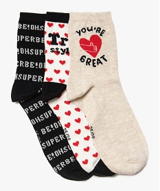 chaussettes fille a tige haute fantaisie (lot de 3) noir chaussettesA775101_1