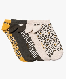 GEMO Chaussettes femme ultra courtes avec motifs tachetés (lot de 5) beige standard