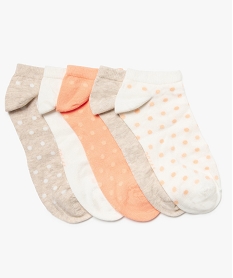 GEMO Chaussettes ultra-courtes à pois femme (lot de 5 paires) beige standard