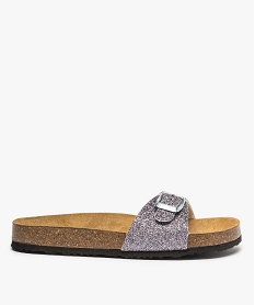 GEMO Mules fille à semelle liège et large bride à boucle gris vif
