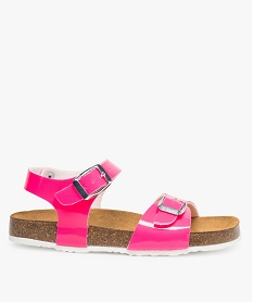 GEMO Sandales fille à semelle liège et larges brides à boucle rose vif