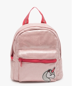 GEMO Sac à dos fille pailleté avec tête de licorne brodée Rose