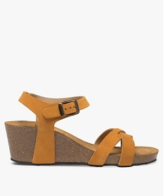 GEMO Sandales femme unies à talon compensé jaune standard