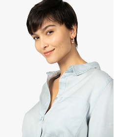 chemise femme en lyocell avec large poche poitrine bleuA784901_2