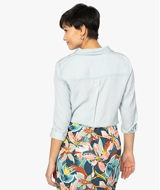 chemise femme en lyocell avec large poche poitrine bleuA784901_3