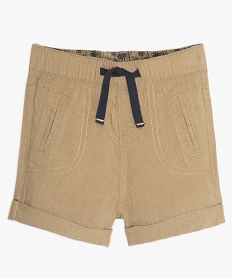 GEMO Short bébé garçon en lin et viscose Beige