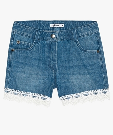 short fille en jean avec bas de jambes en dentelle bleuA785401_1