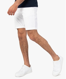 GEMO Bermuda homme en toile extensible 5 poches coupe chino Blanc