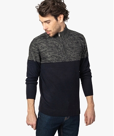 pull homme bicolore avec col zippe bleuA788601_1