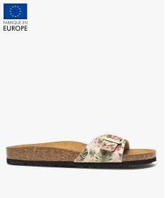 GEMO Mules femme à talon plat et bride ajustable beige standard