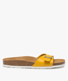 GEMO Mules femme unies avec  large bride à boucle ajustable Jaune